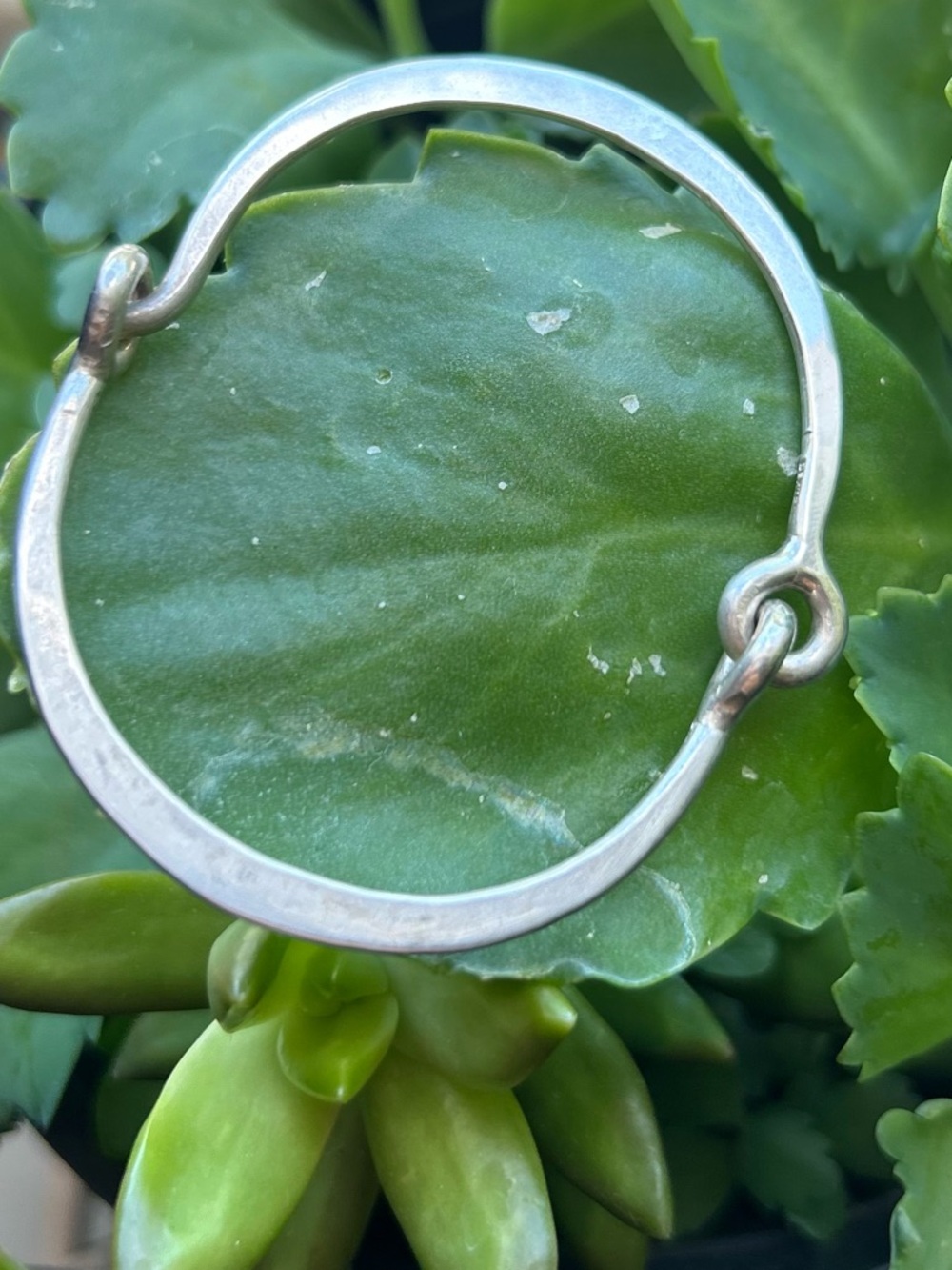 Sterling Silver artisan hammered Knot Hinge Bangle Bracelet